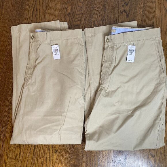 (2) L.L. Bean Classic Fit khaki pants NWT size 38 X 32 mens 100% cotton Lot of 2 - Picture 1 of 6